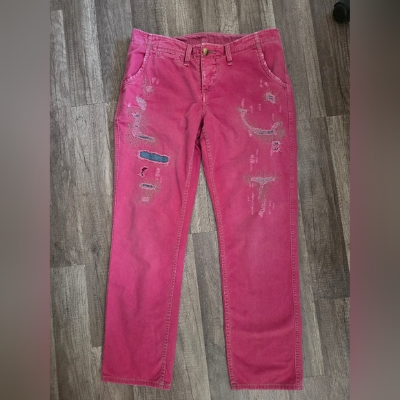 TRUE RELIGION Y2K RED DISTRESSED JEANS PANTS 28 M 2000s Grungecore Streetwear - Picture 15 of 15